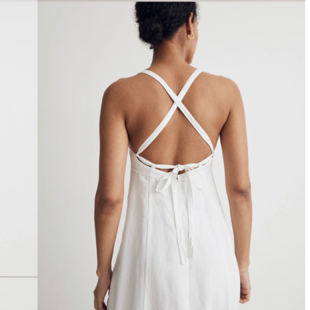 Madewell Embroidered Eyelet Tie Back Cami Midi Dress in White Size 4 - Picture 3 of 10